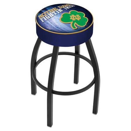 Holland Bar Stool Co 30" Notre Dame Shamrock Cushion Seat, Blk Wrinkle Base Swivel Bar Stool L8B130ND-Shm-D2